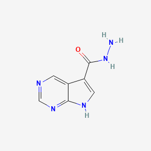 molecular formula C7H7N5O B13111148 7H-Pyrrolo[2,3-d]pyrimidine-5-carbohydrazide 