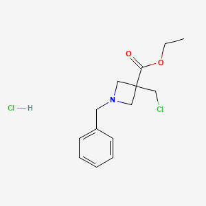 molecular formula C14H19Cl2NO2 B13111294 Ethyl 1-benzyl-3-(chloromethyl)azetidine-3-carboxylate hydrochloride 