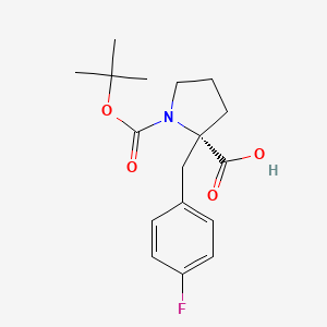 molecular formula C17H22FNO4 B1311132 (S)-1-(tert-Butoxycarbonyl)-2-(4-fluorobenzyl)pyrrolidine-2-carboxylic acid CAS No. 706806-65-7