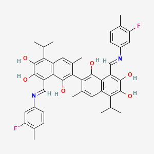 8,8'-Bis(((3-fluoro-4-methylphenyl)imino)methyl)-5,5'-diisopropyl-3,3'-dimethyl-[2,2'-binaphthalene]-1,1',6,6',7,7'-hexaol