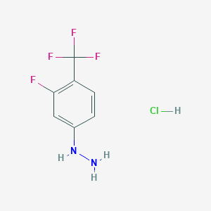 molecular formula C7H7ClF4N2 B13111367 [3-Fluoro-4-(trifluoromethyl)phenyl]hydrazine hydrochloride 