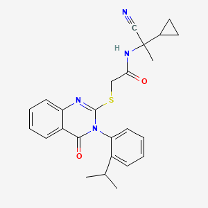 molecular formula C25H26N4O2S B13111374 N-(1-Cyano-1-cyclopropylethyl)-2-((3-(2-isopropylphenyl)-4-oxo-3,4-dihydroquinazolin-2-yl)thio)acetamide 