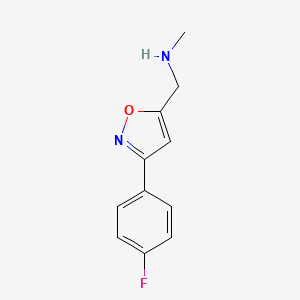 molecular formula C11H11FN2O B13111469 1-(3-(4-Fluorophenyl)isoxazol-5-yl)-N-methylmethanamine 