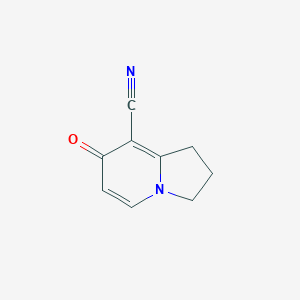 molecular formula C9H8N2O B13111633 7-Oxo-1,2,3,7-tetrahydroindolizine-8-carbonitrile 