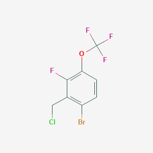 molecular formula C8H4BrClF4O B13111672 1-Bromo-2-(chloromethyl)-3-fluoro-4-(trifluoromethoxy)benzene 