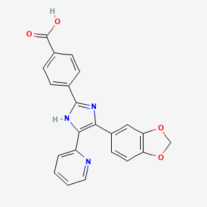 molecular formula C22H15N3O4 B1311171 4-(4-(苯并[d][1,3]二氧杂环-5-基)-5-(吡啶-2-基)-1H-咪唑-2-基)苯甲酸 CAS No. 301836-35-1