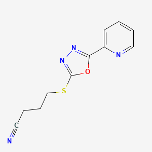 molecular formula C11H10N4OS B13111740 4-(5-Pyridin-2-yl-[1,3,4]oxadiazol-2-ylsulfanyl)-butyronitrile 