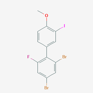 molecular formula C13H8Br2FIO B13111761 2,4-Dibromo-6-fluoro-3'-iodo-4'-methoxy-1,1'-biphenyl 