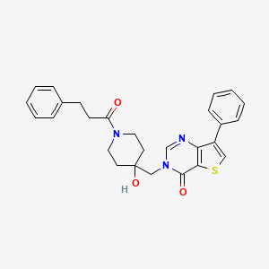 3-((4-Hydroxy-1-(3-phenylpropanoyl)piperidin-4-yl)methyl)-7-phenylthieno[3,2-d]pyrimidin-4(3H)-one