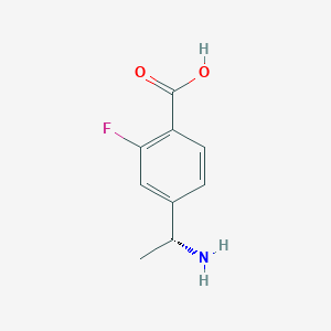 molecular formula C9H10FNO2 B13111906 (R)-4-(1-Aminoethyl)-2-fluorobenzoicacid 