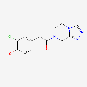 molecular formula C14H15ClN4O2 B13112057 2-(3-Chloro-4-methoxyphenyl)-1-(5,6-dihydro-[1,2,4]triazolo[4,3-a]pyrazin-7(8H)-yl)ethanone 