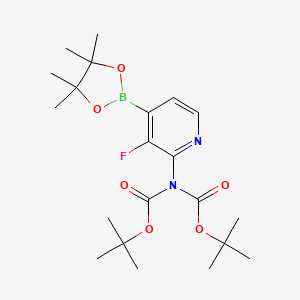 molecular formula C21H32BFN2O6 B13112100 tert-Butyl (tert-butoxycarbonyl)(3-fluoro-4-(4,4,5,5-tetramethyl-1,3,2-dioxaborolan-2-yl)pyridin-2-yl)carbamate 