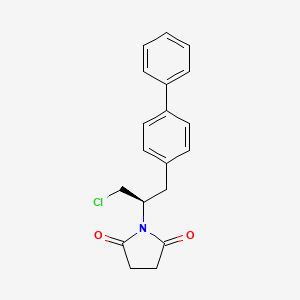 molecular formula C19H18ClNO2 B13112245 (R)-1-(1-([1,1'-Biphenyl]-4-yl)-3-chloropropan-2-yl)pyrrolidine-2,5-dione CAS No. 1573000-36-8