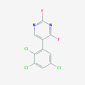 molecular formula C10H3Cl3F2N2 B13112252 2,4-Difluoro-5-(2,3,5-trichlorophenyl)pyrimidine 