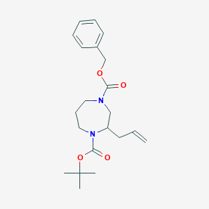 molecular formula C21H30N2O4 B13112382 4-Benzyl 1-tert-butyl 2-allyl-1,4-diazepane-1,4-dicarboxylate 