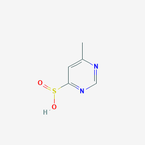 molecular formula C5H6N2O2S B13112451 6-Methylpyrimidine-4-sulfinicacid 