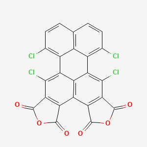 molecular formula C24H4Cl4O6 B13112459 2,14,17,23-tetrachloro-5,11-dioxaheptacyclo[13.9.1.116,20.03,7.08,25.09,13.024,26]hexacosa-1,3(7),8(25),9(13),14,16,18,20(26),21,23-decaene-4,6,10,12-tetrone 