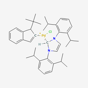 molecular formula C40H52ClN2Pd- B13112462 Chloro(1-t-butylindenyl)[1,3-bis(2,6-di-i-propylphenyl)imidazol-2-yl]palladium(II) 