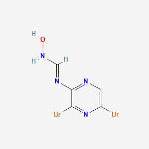 molecular formula C5H4Br2N4O B13112477 N'-(3,5-dibromopyrazin-2-yl)-N-hydroxymethanimidamide 