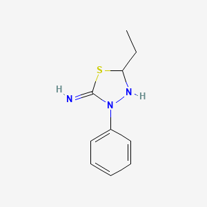 molecular formula C10H13N3S B13112483 5-Ethyl-3-phenyl-1,3,4-thiadiazolidin-2-imine 