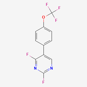 molecular formula C11H5F5N2O B13112568 2,4-Difluoro-5-(4-(trifluoromethoxy)phenyl)pyrimidine 