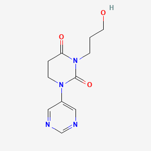 molecular formula C11H14N4O3 B13112630 3-(3-Hydroxypropyl)-1-(pyrimidin-5-yl)dihydropyrimidine-2,4(1H,3H)-dione CAS No. 652993-02-7