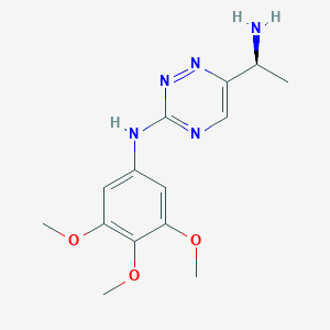 molecular formula C14H19N5O3 B13112709 6-((1S)-1-Aminoethyl)-N-(3,4,5-trimethoxyphenyl)-1,2,4-triazin-3-amine CAS No. 774460-88-7