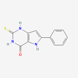 molecular formula C12H9N3OS B1311279 2-巯基-6-苯基-5H-吡咯并[3,2-d]嘧啶-4-醇 CAS No. 237435-30-2