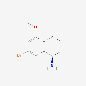 molecular formula C11H14BrNO B13112811 (1R)-7-bromo-5-methoxy-1,2,3,4-tetrahydronaphthalen-1-amine 