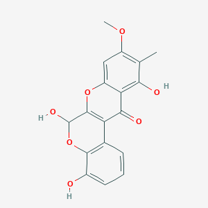 molecular formula C18H14O7 B131129 9-O-甲基-4-羟基鲍拉维酮 B CAS No. 333798-10-0