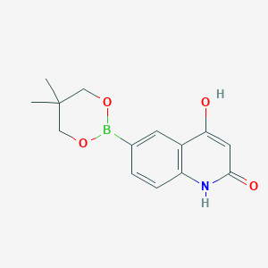 molecular formula C14H16BNO4 B13113031 6-(5,5-Dimethyl-1,3,2-dioxaborinan-2-yl)-4-hydroxyquinolin-2(1h)-one 