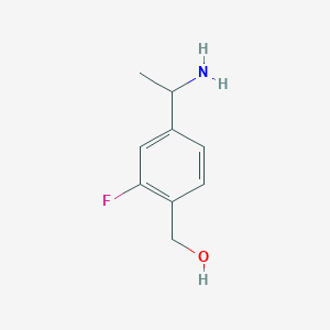 molecular formula C9H12FNO B13113049 (4-(1-Aminoethyl)-2-fluorophenyl)methanol 