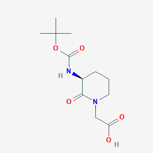 molecular formula C12H20N2O5 B1311305 (S)-2-(3-(tert-Butoxycarbonylamino)-2-oxopiperidin-1-yl)acetic acid CAS No. 74411-97-5