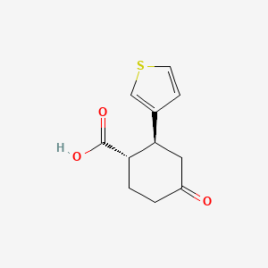 molecular formula C11H12O3S B13113244 (1S,2S)-4-Oxo-2-(thiophen-3-yl)cyclohexanecarboxylic acid 