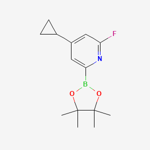 molecular formula C14H19BFNO2 B13113469 4-Cyclopropyl-2-fluoro-6-(4,4,5,5-tetramethyl-1,3,2-dioxaborolan-2-yl)pyridine 