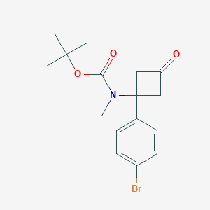 molecular formula C16H20BrNO3 B13113517 tert-Butyl(1-(4-bromophenyl)-3-oxocyclobutyl)(methyl)carbamate 