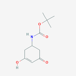 molecular formula C11H17NO4 B13113557 tert-Butyl (3-hydroxy-5-oxocyclohex-3-en-1-yl)carbamate 