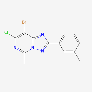 molecular formula C13H10BrClN4 B13113640 8-Bromo-7-chloro-5-methyl-2-(m-tolyl)-[1,2,4]triazolo[1,5-c]pyrimidine 