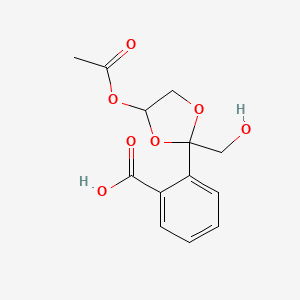 molecular formula C13H14O7 B13113670 2-(4-Acetoxy-2-(hydroxymethyl)-1,3-dioxolan-2-yl)benzoicacid 