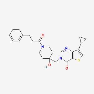 7-Cyclopropyl-3-((4-hydroxy-1-(3-phenylpropanoyl)piperidin-4-yl)methyl)thieno[3,2-d]pyrimidin-4(3H)-one