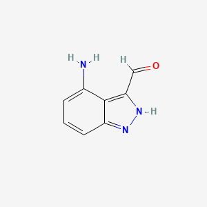 molecular formula C8H7N3O B13113801 4-Amino-1H-indazole-3-carbaldehyde 