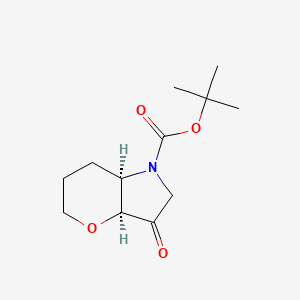 molecular formula C12H19NO4 B13113836 tert-Butyl (3aS,7aR)-3-oxohexahydropyrano[3,2-b]pyrrole-1(2H)-carboxylate 