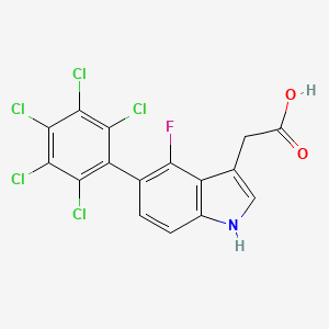 molecular formula C16H7Cl5FNO2 B13114132 4-Fluoro-5-(perchlorophenyl)indole-3-acetic acid 