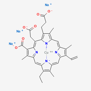 molecular formula C34H29CuN4Na3O6 B13114281 Chlorophyllin, coppered trisodium salt 