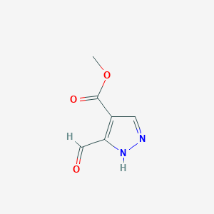 molecular formula C6H6N2O3 B13114342 Methyl3-formyl-1h-pyrazole-4-carboxylate 