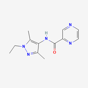 molecular formula C12H15N5O B13114430 N-(1-ethyl-3,5-dimethyl-1H-pyrazol-4-yl)pyrazine-2-carboxamide 