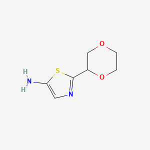 molecular formula C7H10N2O2S B13114722 2-(1,4-Dioxan-2-yl)thiazol-5-amine 