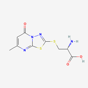 molecular formula C9H10N4O3S2 B13114814 L-Cysteine, S-(7-methyl-5-oxo-5H-1,3,4-thiadiazolo(3,2-a)pyrimidin-2-yl)- CAS No. 75607-63-5