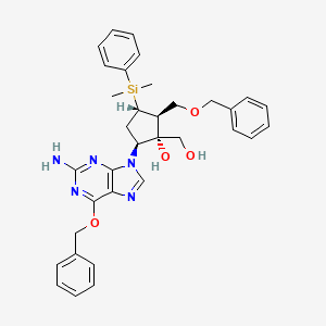 (1S,2S,3S,5S)-5-(2-Amino-6-(benzyloxy)-9H-purin-9-yl)-2-((benzyloxy)methyl)-3-(dimethyl(phenyl)silyl)-1-(hydroxymethyl)cyclopentanol