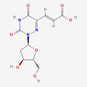 molecular formula C11H13N3O7 B13114957 (E)-3-(2-((2S,4S,5R)-4-Hydroxy-5-(hydroxymethyl)tetrahydrofuran-2-yl)-3,5-dioxo-2,3,4,5-tetrahydro-1,2,4-triazin-6-yl)acrylic acid 